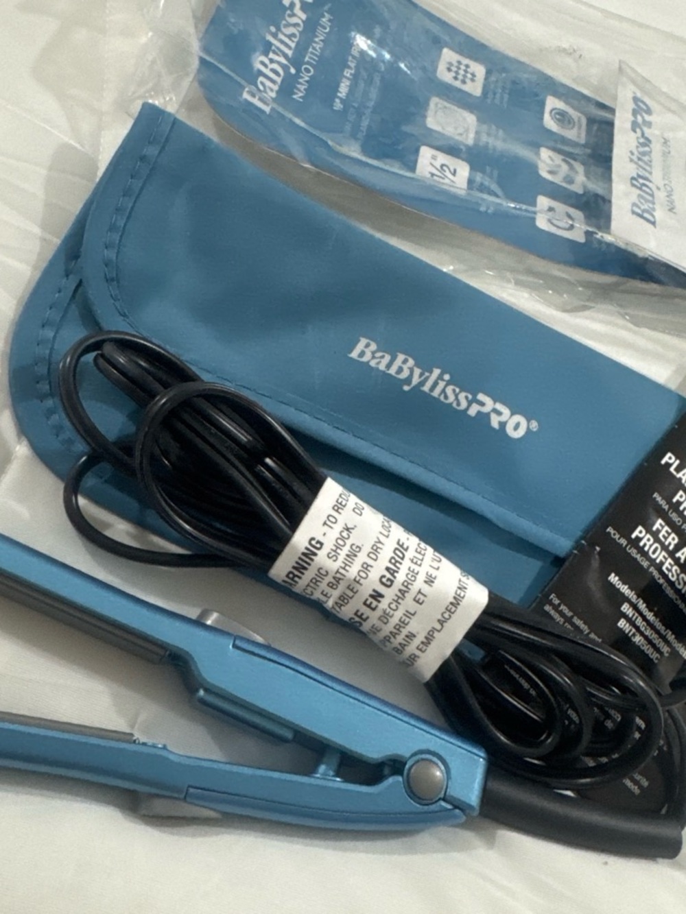 BaByliss Blue Travel Mini Hair Straightener with Pouch